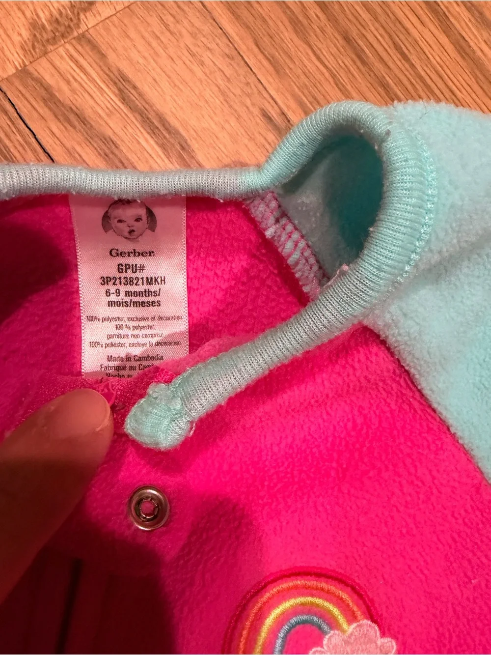 Gerber baby girl fleece footie pajamas with rainbow